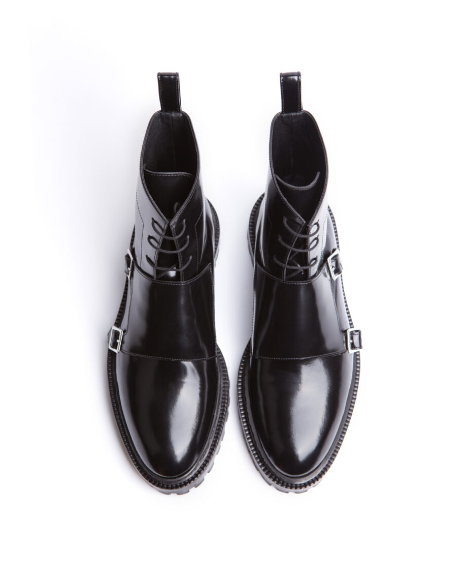 Lace-up Monk Boots with Buckles