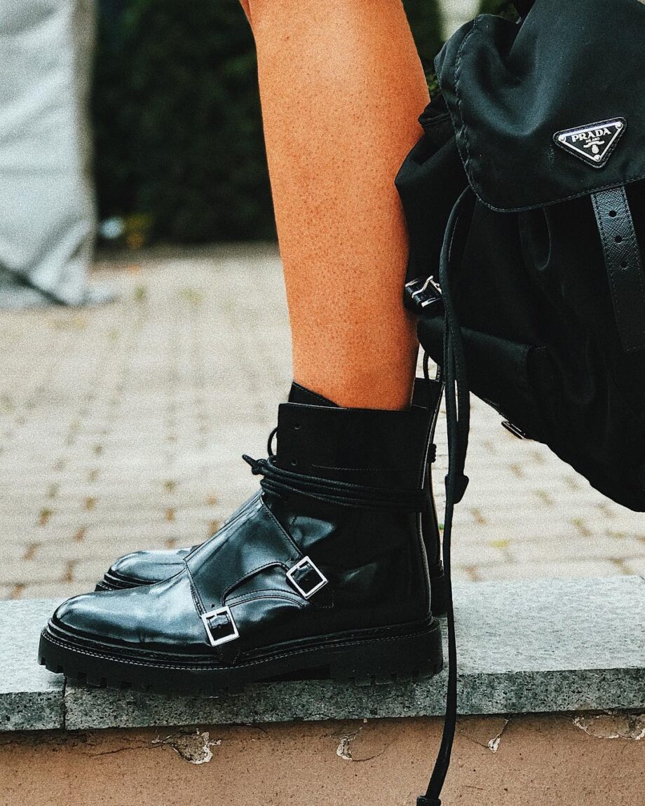 Lace-up Monk Boots with Buckles