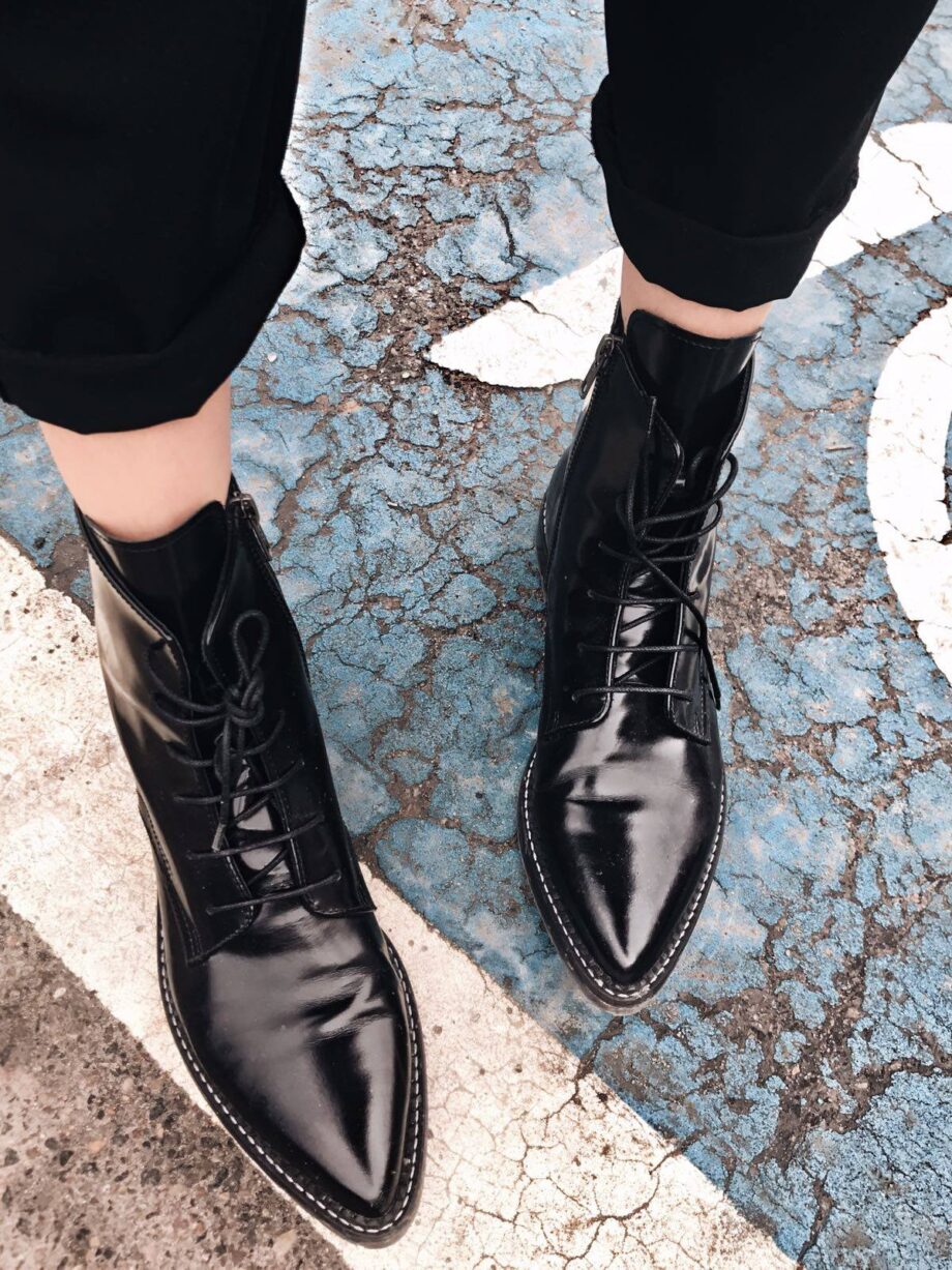 Dapper Pointed Toe Lace-up Boots