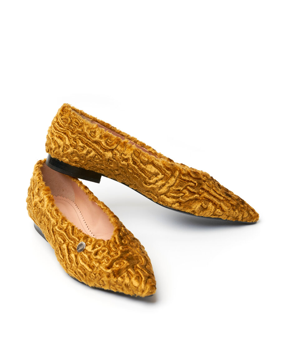 GOLDEN CARACUL FUR FLATS