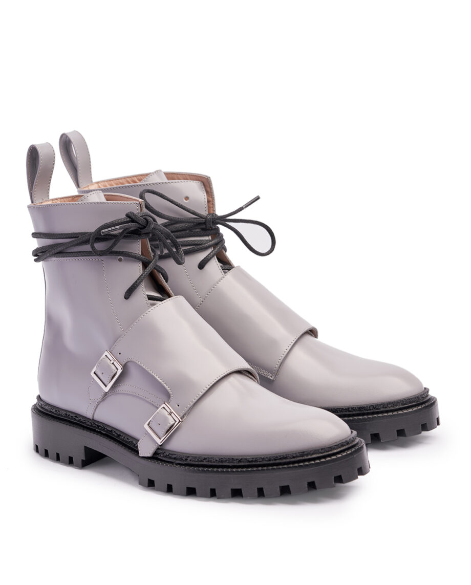 Pale Grey Monk Boots