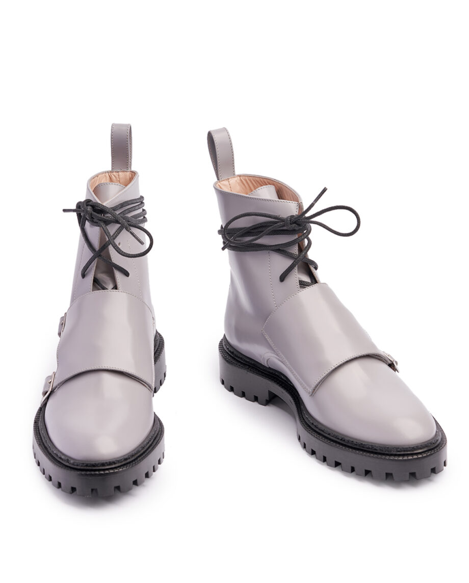 Pale Grey Monk Boots