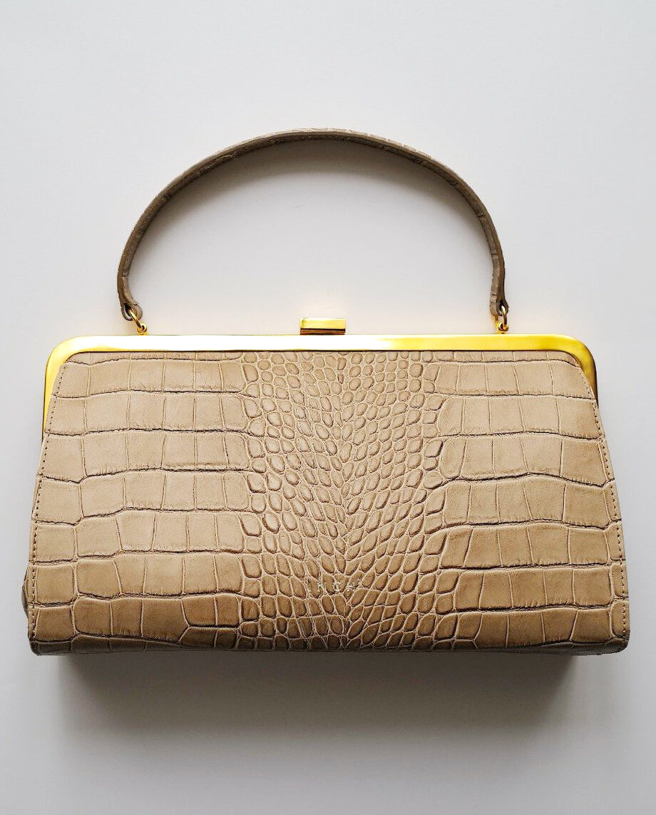 Taupe Croco Clasp Bag