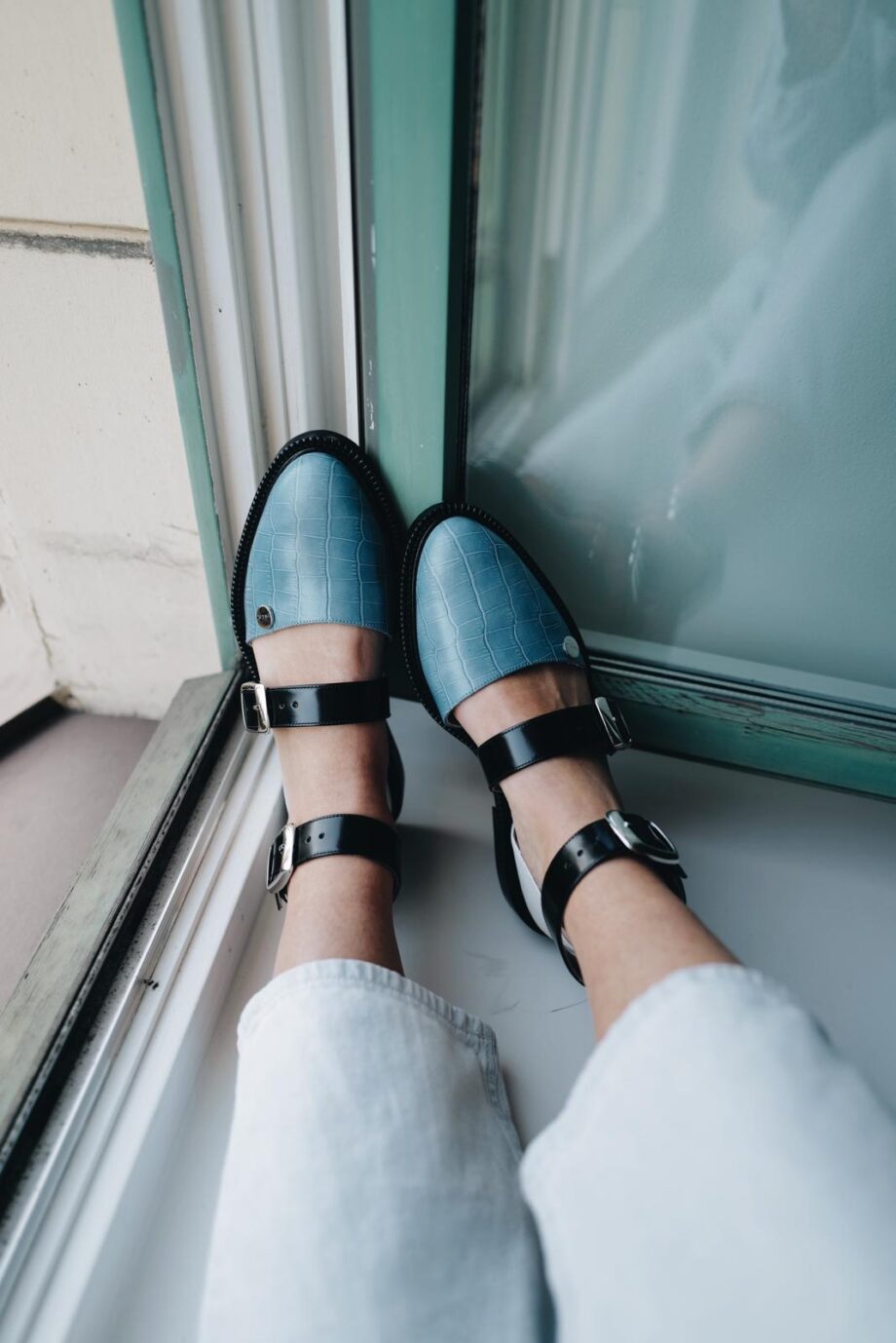 Blue Powder Closed Toe Sandals